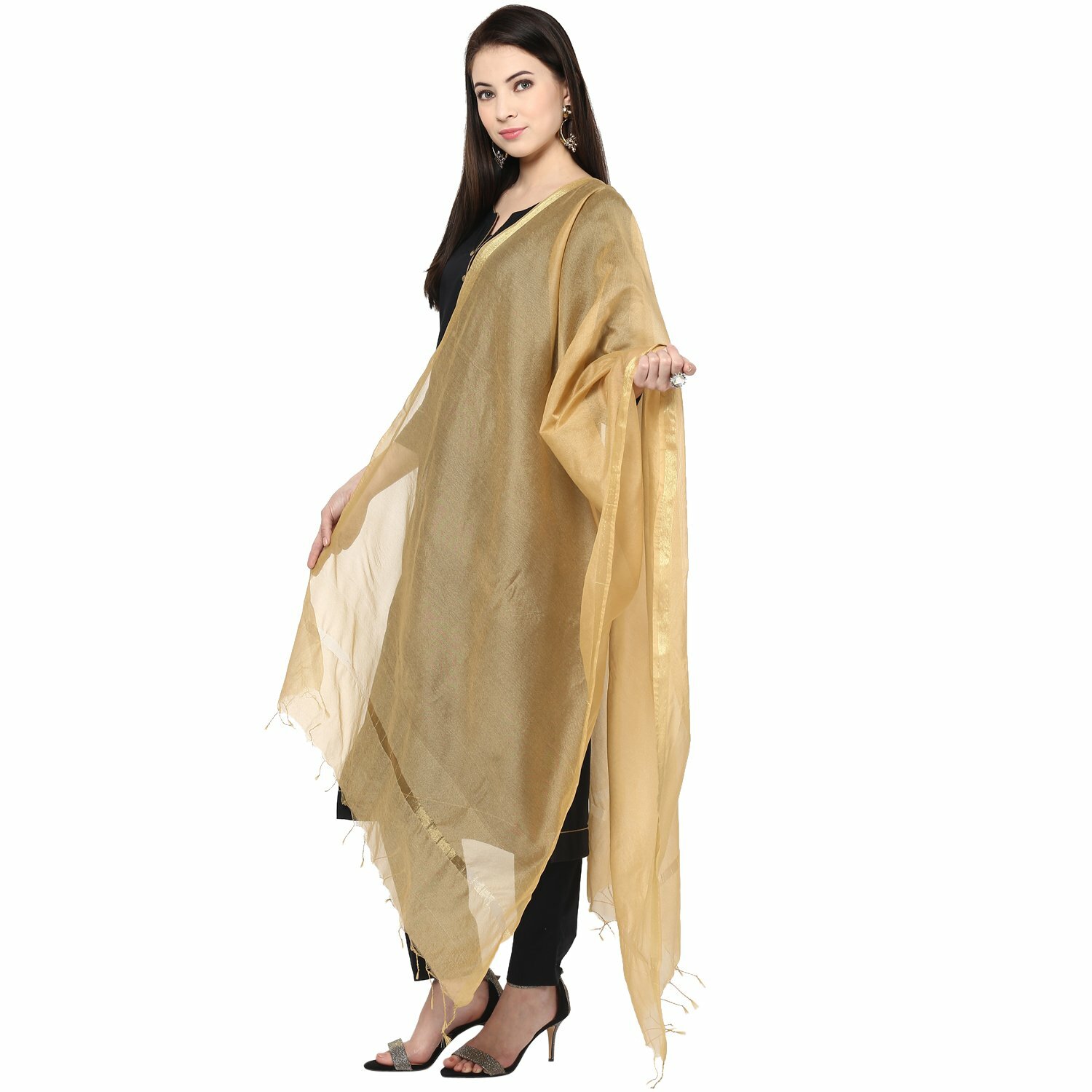 Women Silk Dupatta Stole Scarf Party Wear Chunni Ethnic Dress