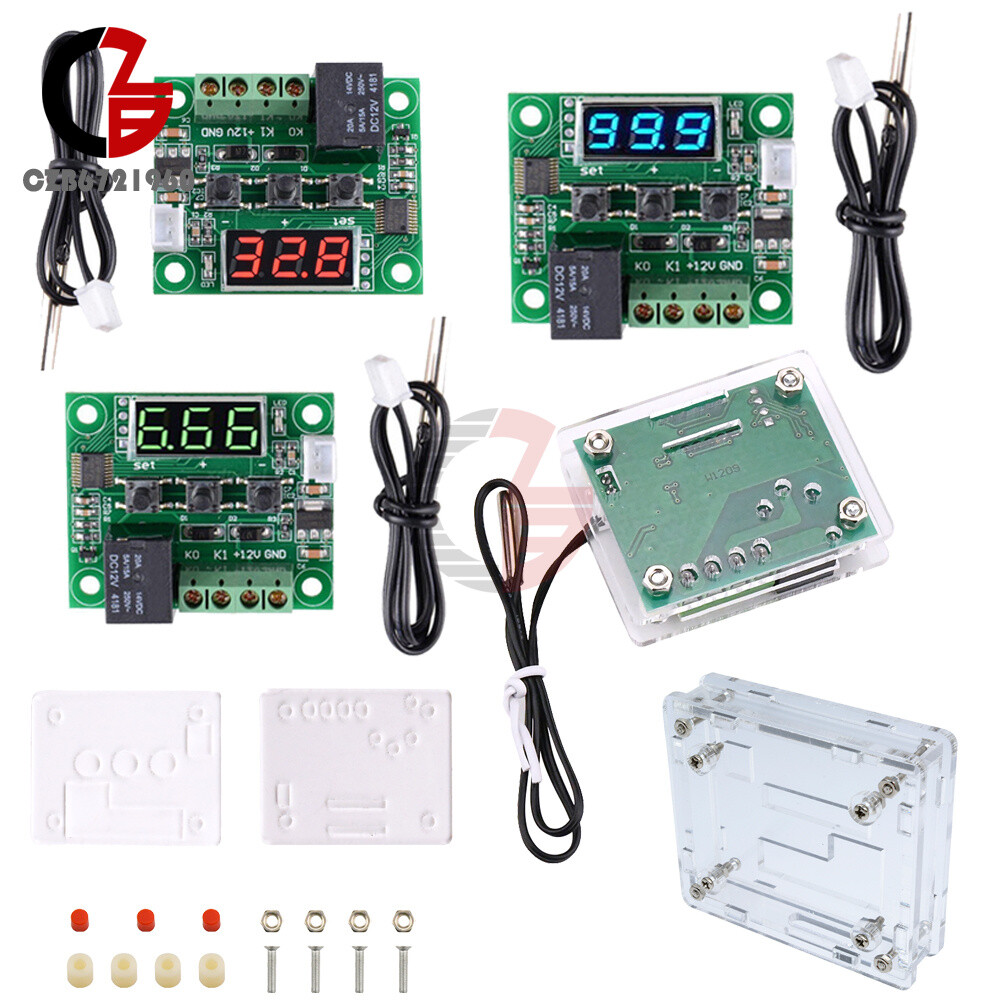W1209 Digital Display Thermostat Acrylic Shell 12V LED Thermostat Control Module