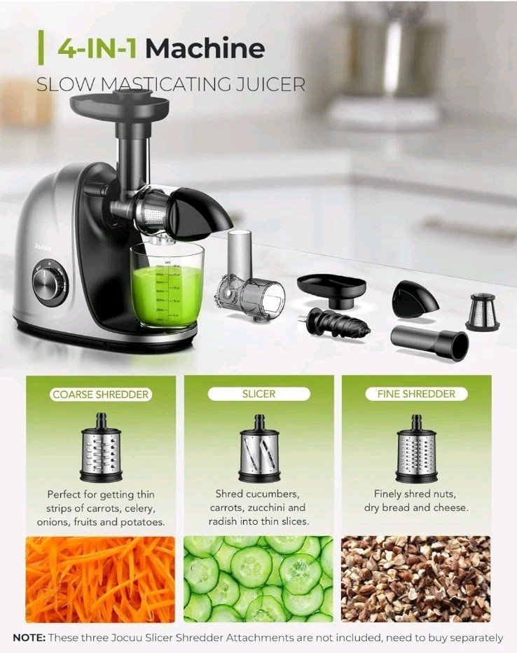 Jocuu Slow Masticating Juicer with 2-Speed Modes - Cold Press Juicer Machine