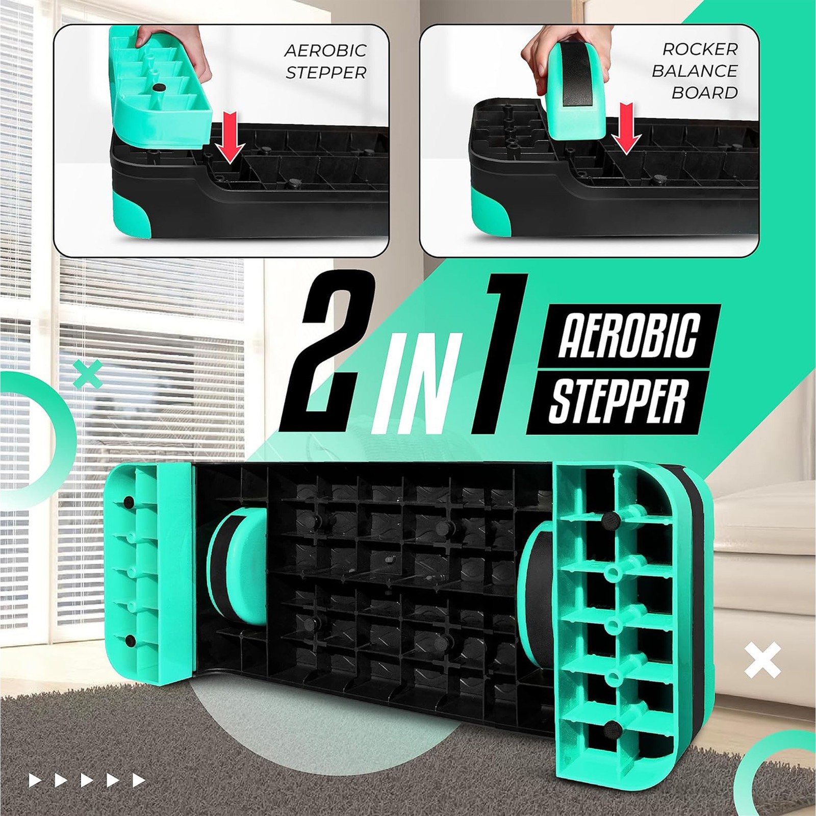 Yes4All 2-in-1 Adjustable Aerobic Step Platform, Exercise Stepper, Neo Green