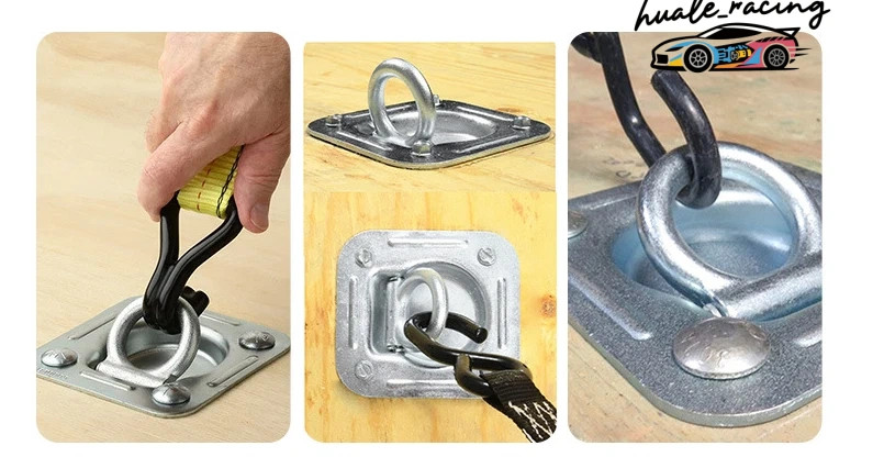 4x Heavy Duty Cargo Trailer Anchor Tie Down D-Ring Flush with Hardware Silver