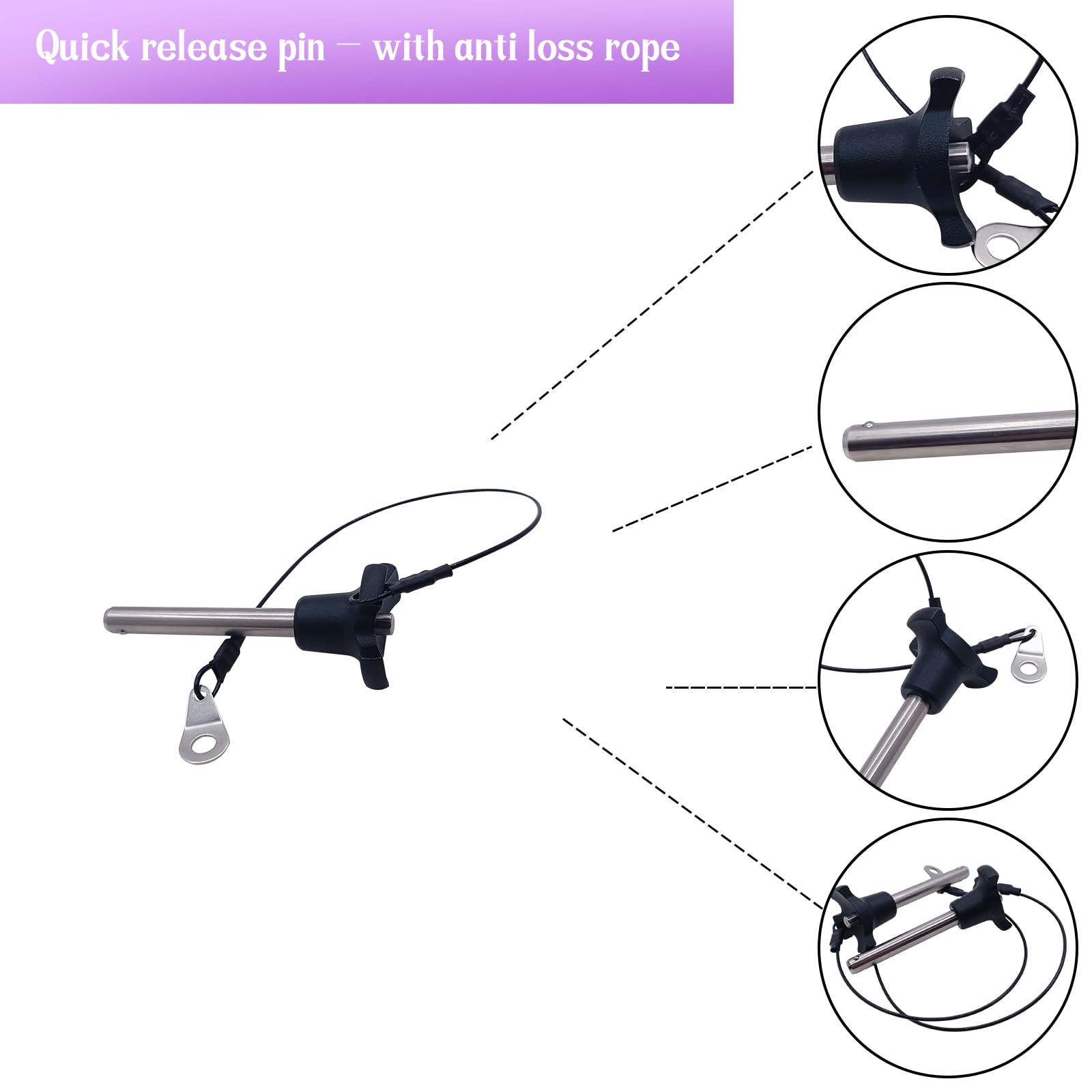 2 PCS Triangular Cap Ball Locking Pins 304 Stainless Quick Release 24.5cm