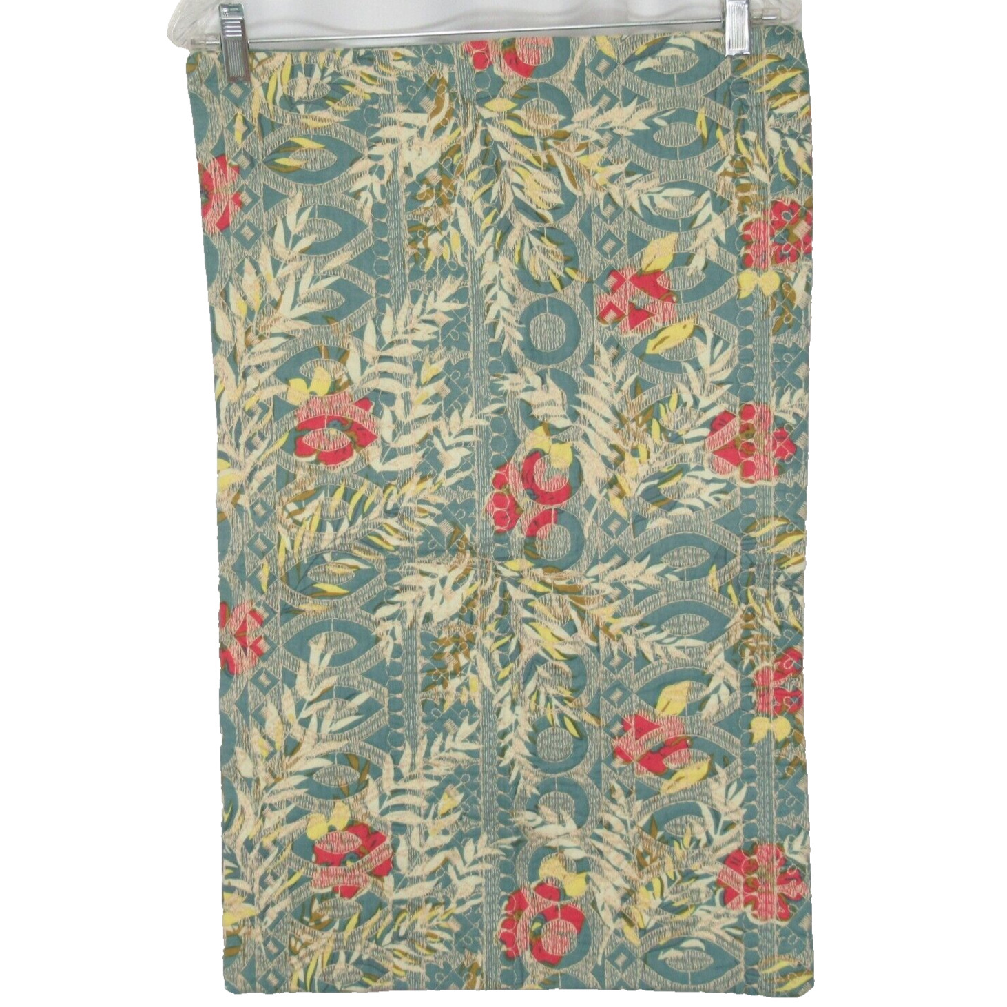 Pottery Barn Pillow Sham Tropical Floral Embroidery Stitched 16X26 India Cotton