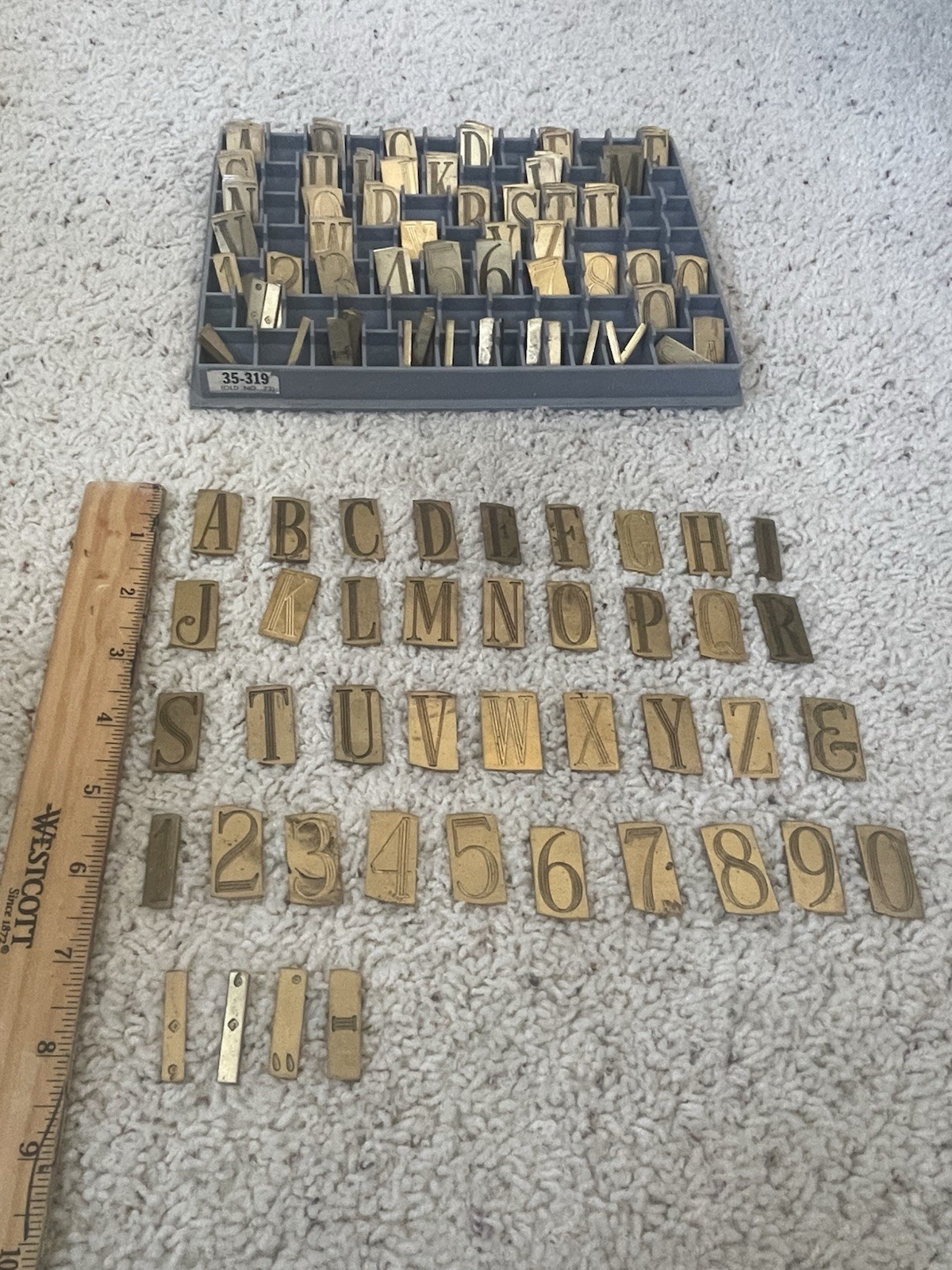 Rare Vintage , New Hermes 3 Line Roman Caps Engraving Font With Numbers 35-319