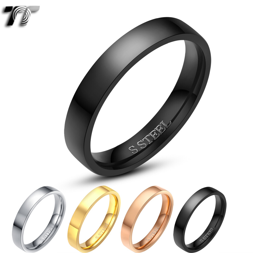 TT 4mm Polished S.Steel Wedding Band Ring Mens &Womens Half Size 5-15(R112) NEW