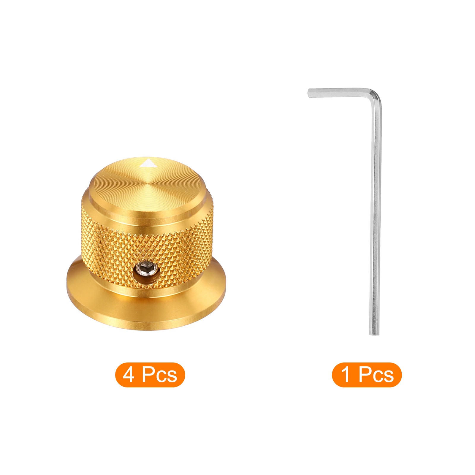 4 Pcs Aluminium Potentiometer Knobs 3/16" (4mm) Volume Tone Control 3/4" Gold