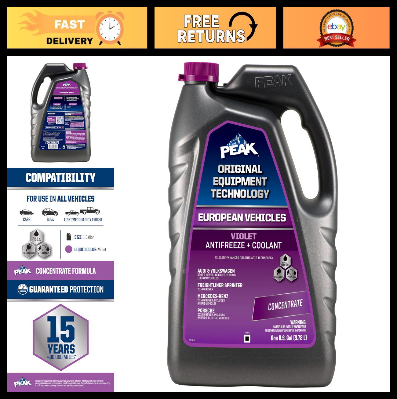 Extended Life Violet Antifreeze Coolant for European Vehicles - 1 Gallon
