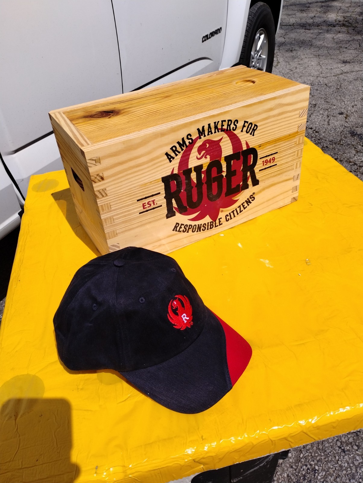 Ruger  Branded Wooden Display Case, 16 X 9 X 8, Sliding Top, Heavy Duty 3/4 Wood