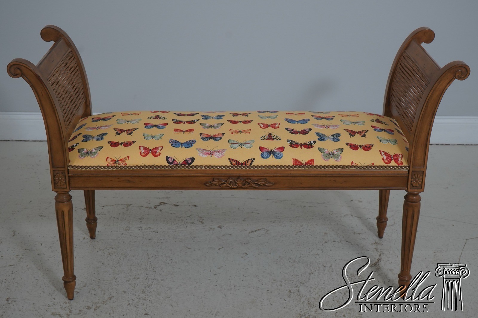 71031: French Louis XVI Cane Side Window Bench