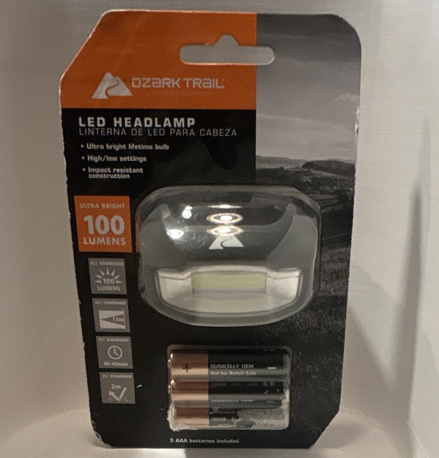 Ozark Trail LED Headlamp 100 Lumens Black IPX4, 3x AAA Included, 20335