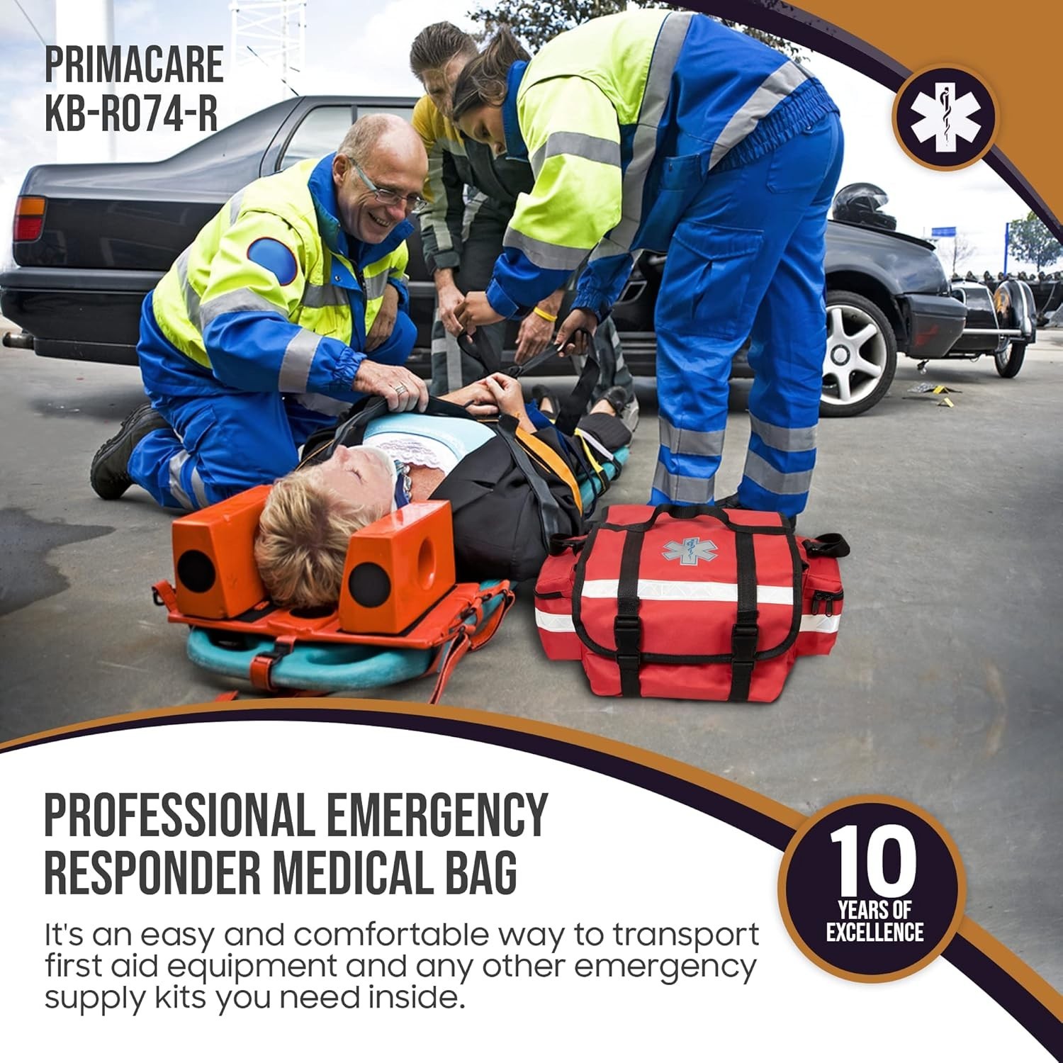 Versatile Red EMT Trauma Bag - 17" x 9" x 7", Multiple Compartments Included
