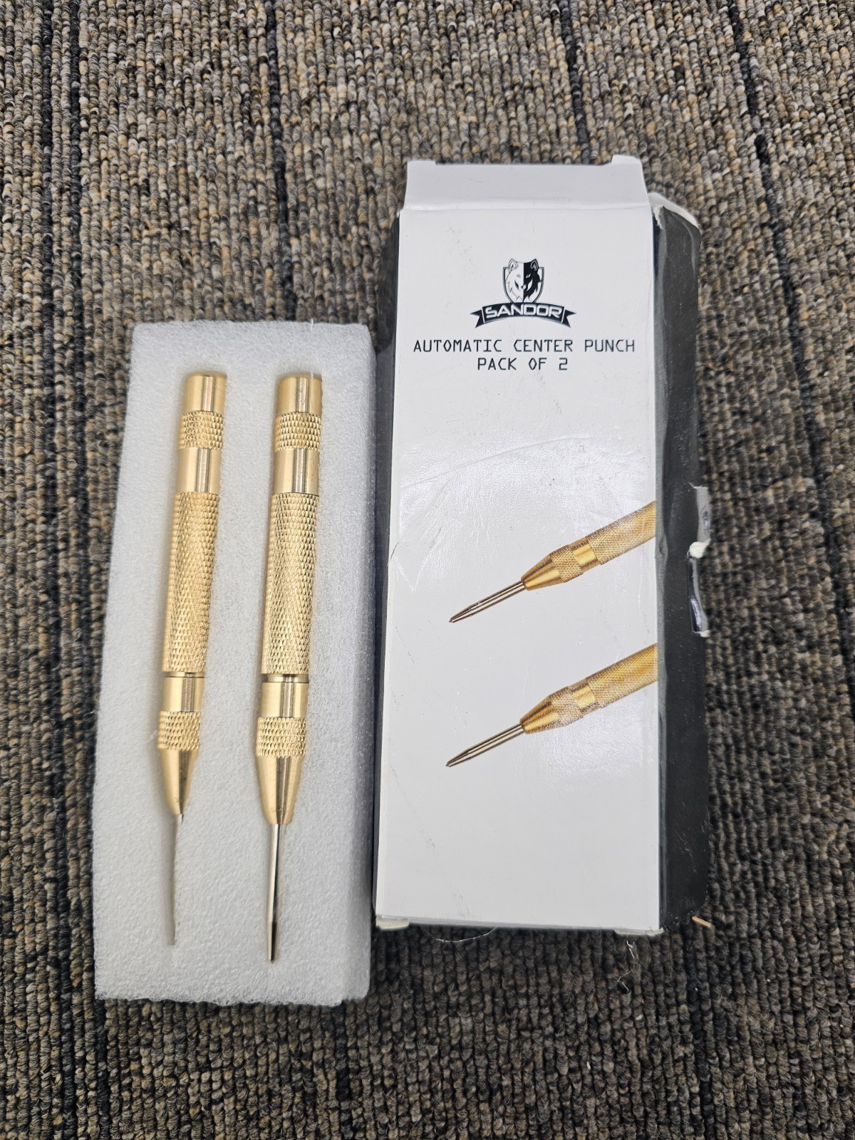 (QTY 2) Sandor Automatic Center Punch 5" Brass Spring Loaded Hand Tools