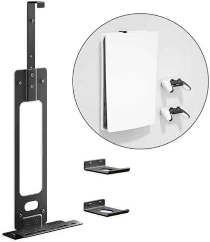 Upgraded Adjustable Console Holder Wall Mount for PS5: Black Gaming Stand for Pl