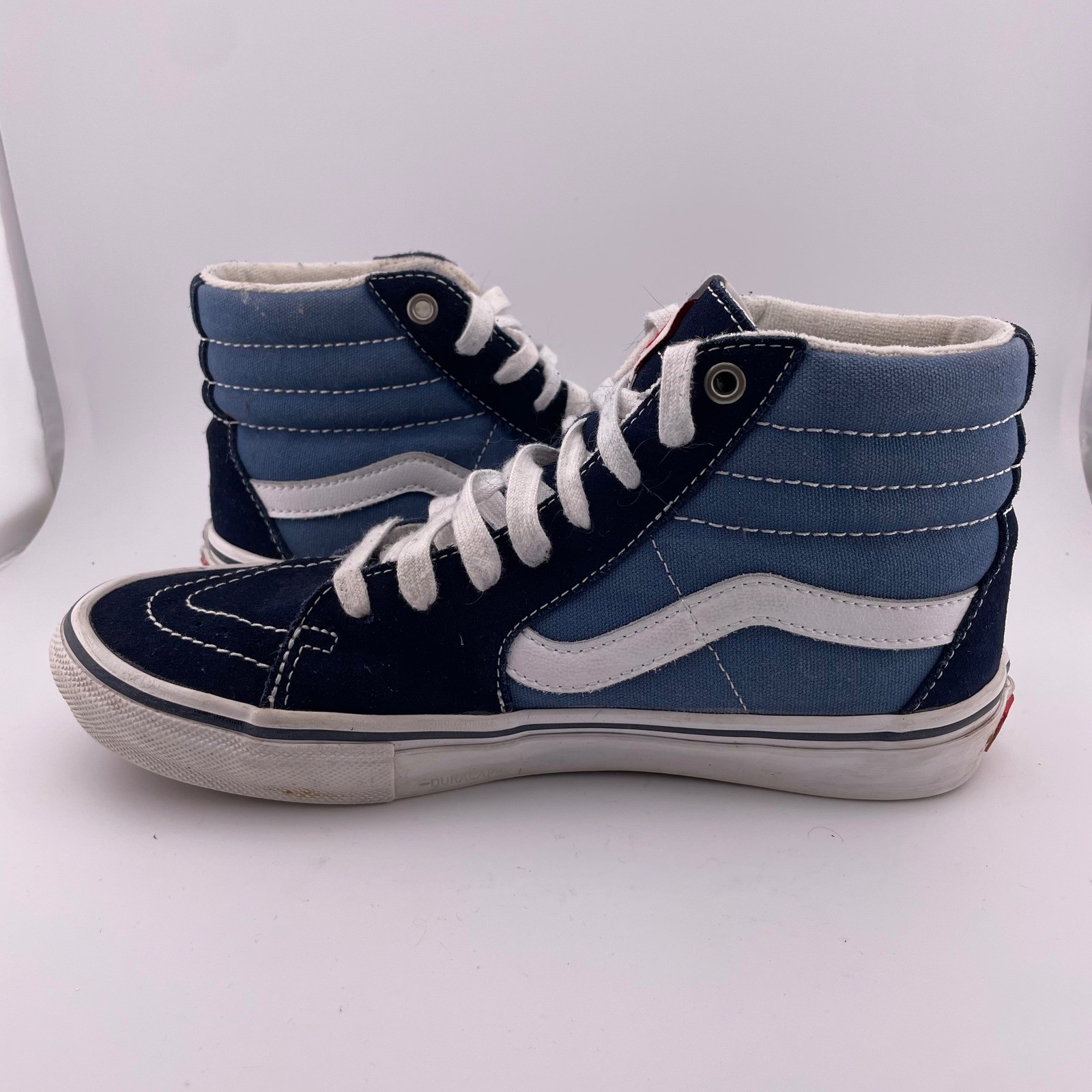 Vans SK8 Hi Pro Suede Canvas Skate Shoes Navy Blue White US Men 7.5 UK 6.5