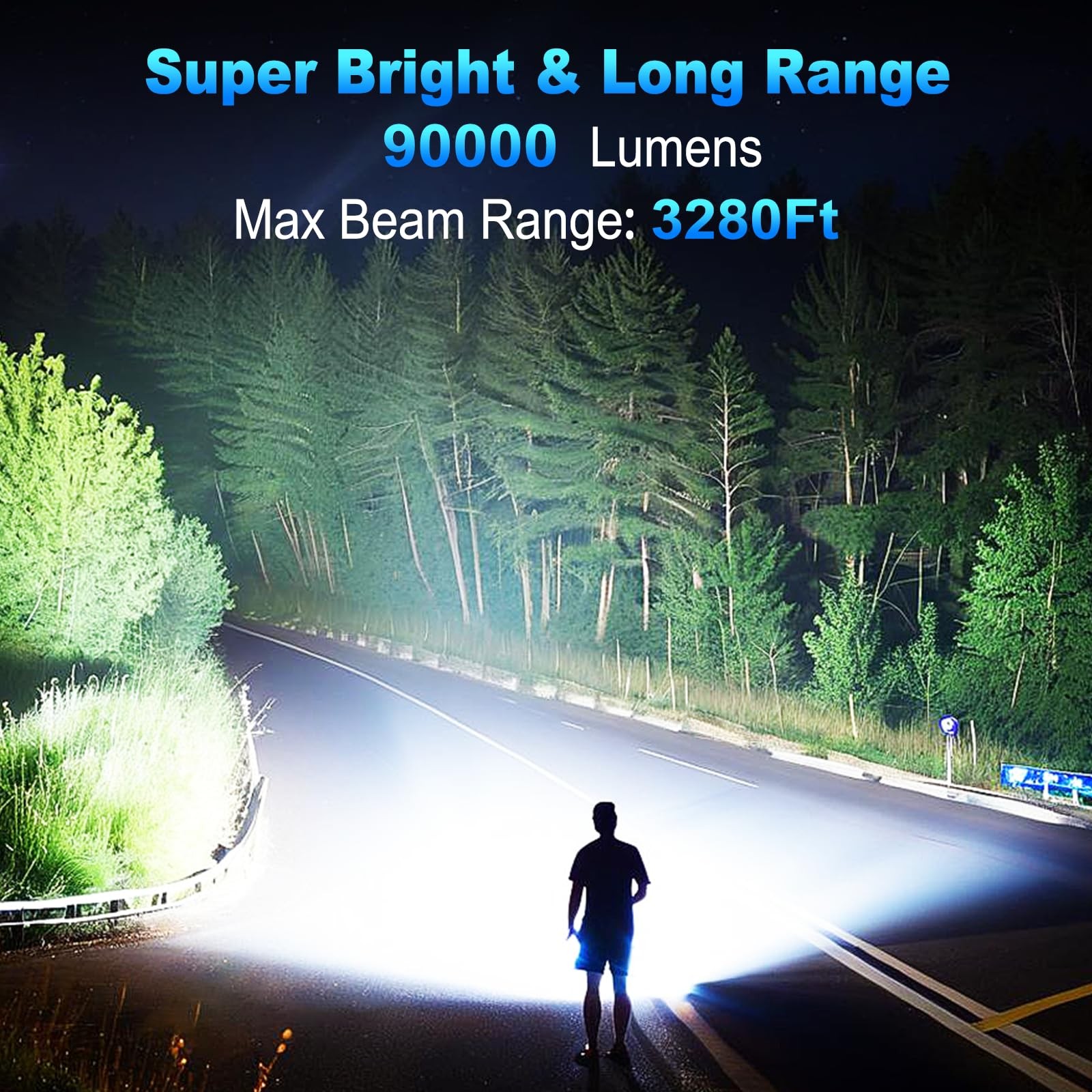Flashlights 90,000 High Lumen - 2 Pack, Ultra Bright Rechargeable Flashlight ...