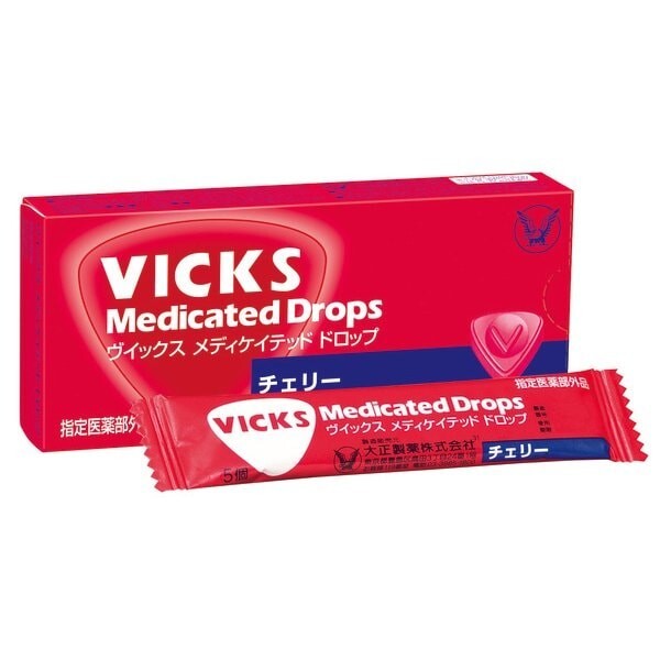 Vicks Medicated Drops Candy Cherry flavor for throat 20 drops in 1 box