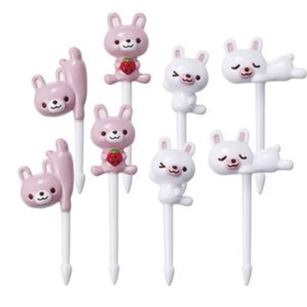 Rabbit Shaped 3D Food Fruit Pick 8pcs #9079 S-3736