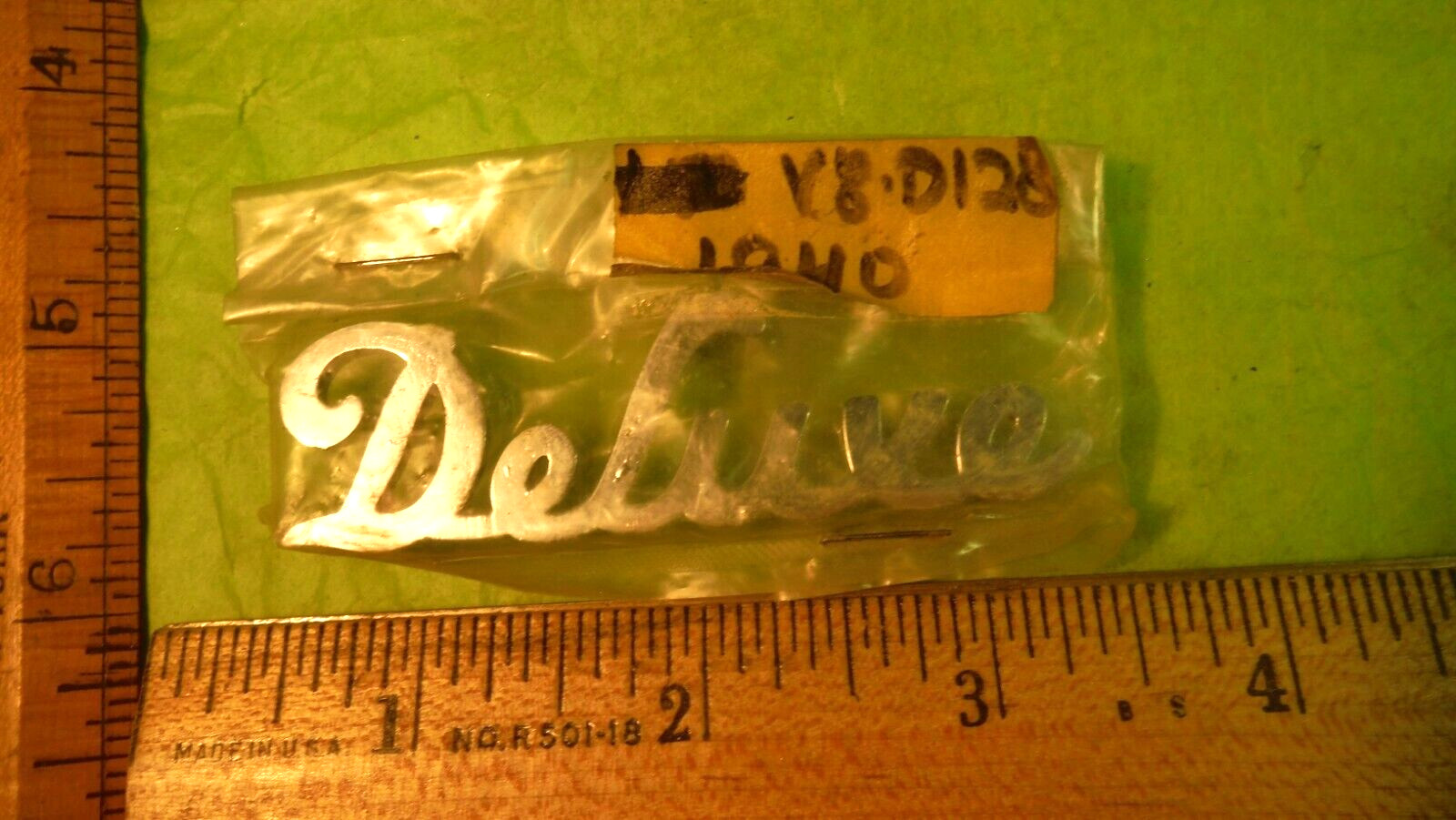 BB96 Ford Deluxe Hood Side Emblem Vintage 1940 #V8D128 FORD DELUXE V8