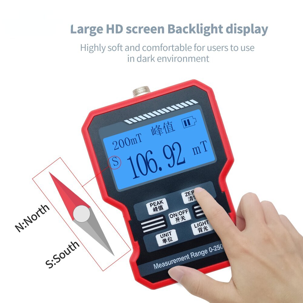 Handheld Digital Teslameter Gauss Meter, Magnetic Flux Tester for Magnetic Mater