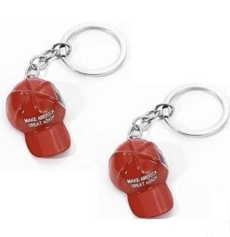 Donald Trump Metal Keychain Maga Hat American Flag Design USA Seller Pack Of 2