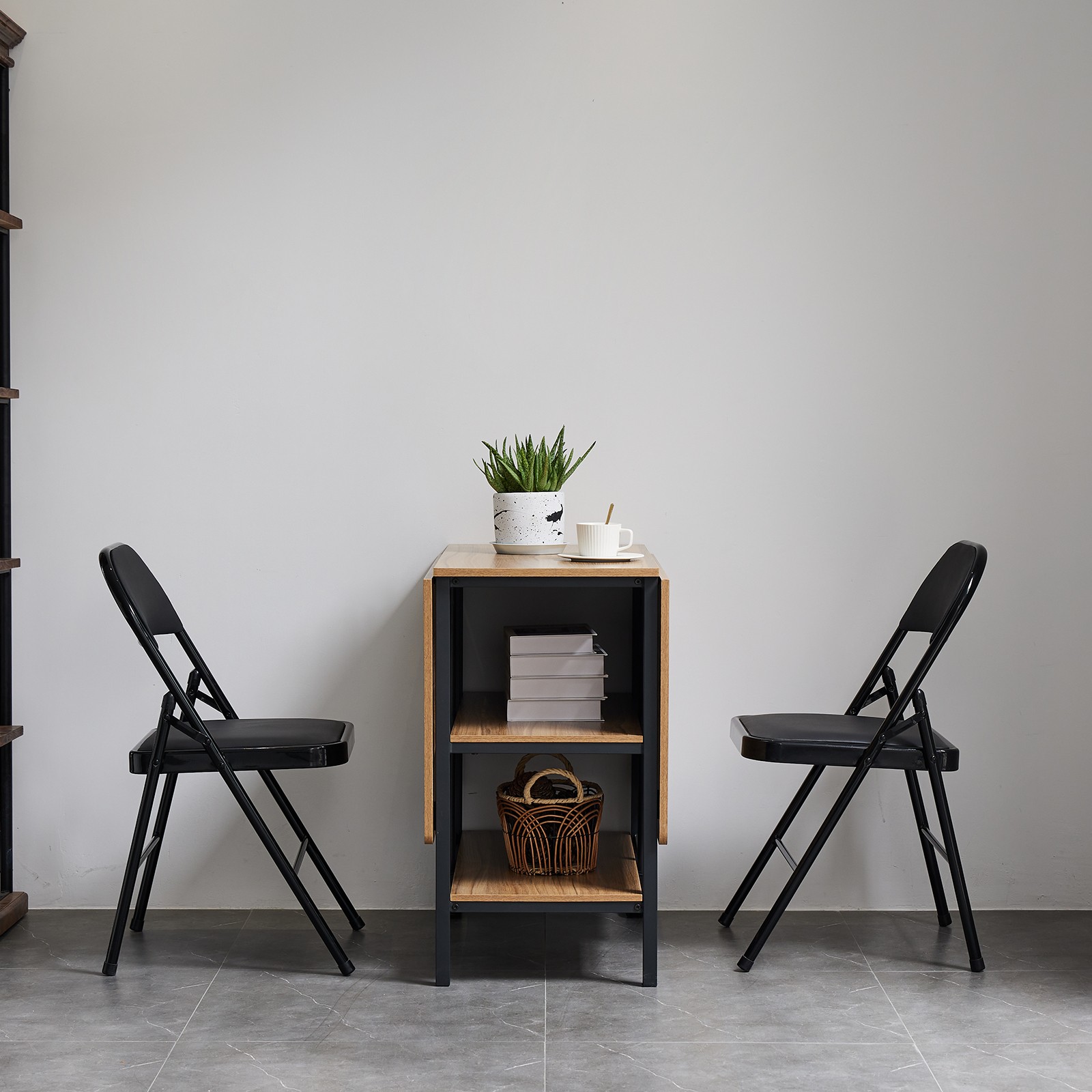 4pcs Elegant Foldable Iron & PVC Chairs for Convention & Exhibition Black