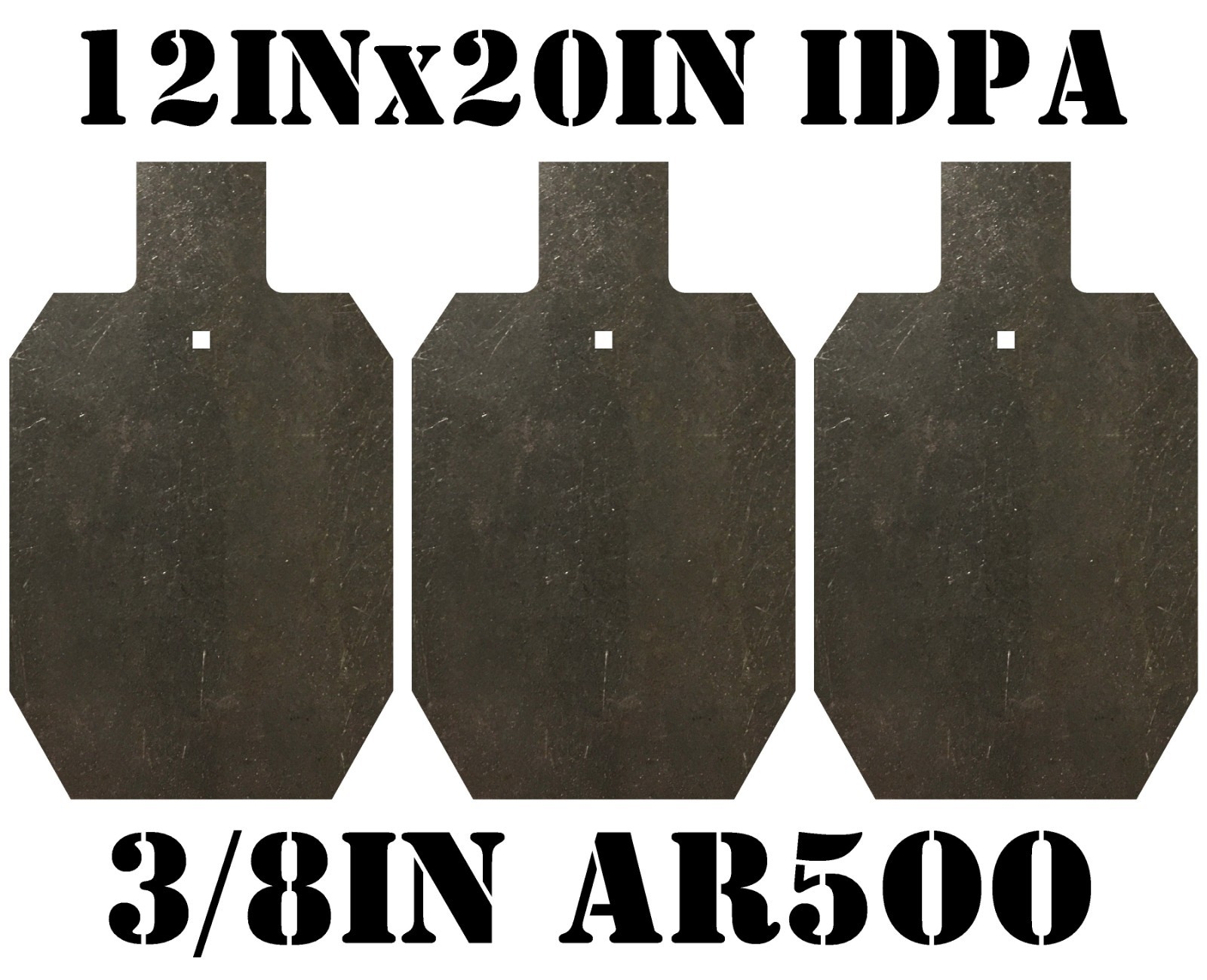 12x20 IDPA AR500 Gong Shooting Target - 3/8in Rifle Target - 3pc. Steel Target