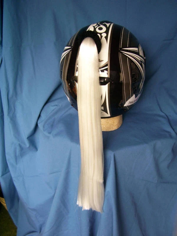 WHITE Helmet Ponytail .. Motorcycle. Helmet Hair  24" each  *USA Made to order