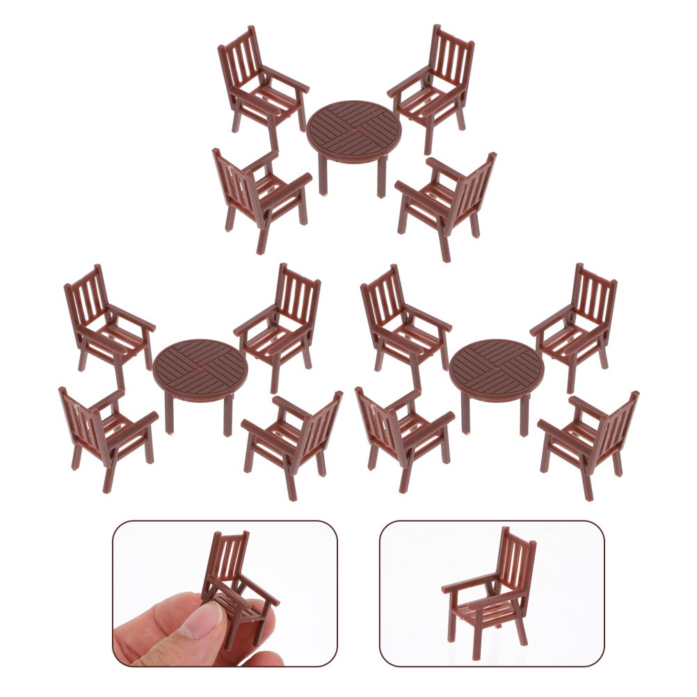 4 Sets Mini Table Chair Set Plastic Playhouse Decor Children Plaything Accessory