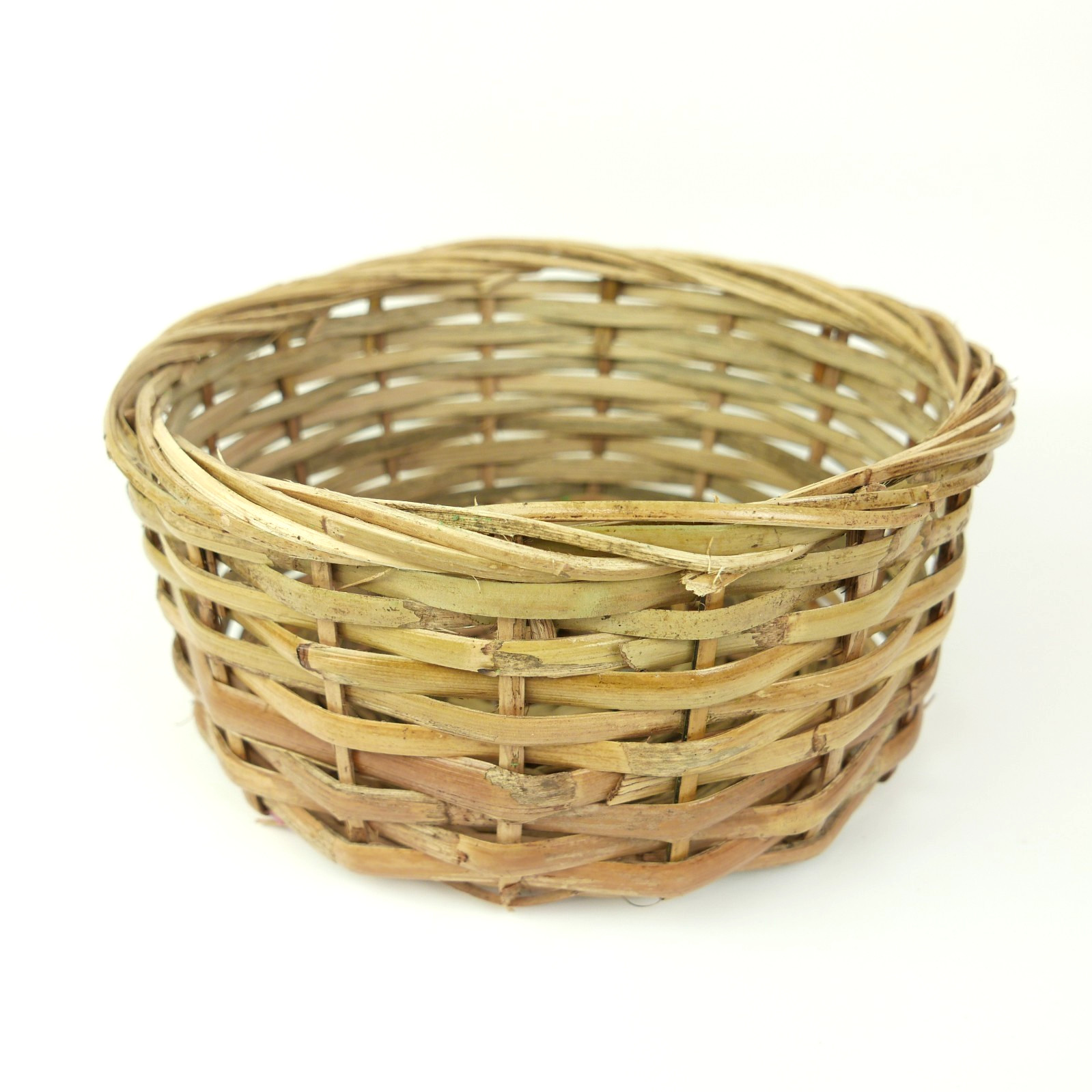 Round Bamboo Basket 10" Woven Empty Gift Basket DIY Easter Christmas Storage