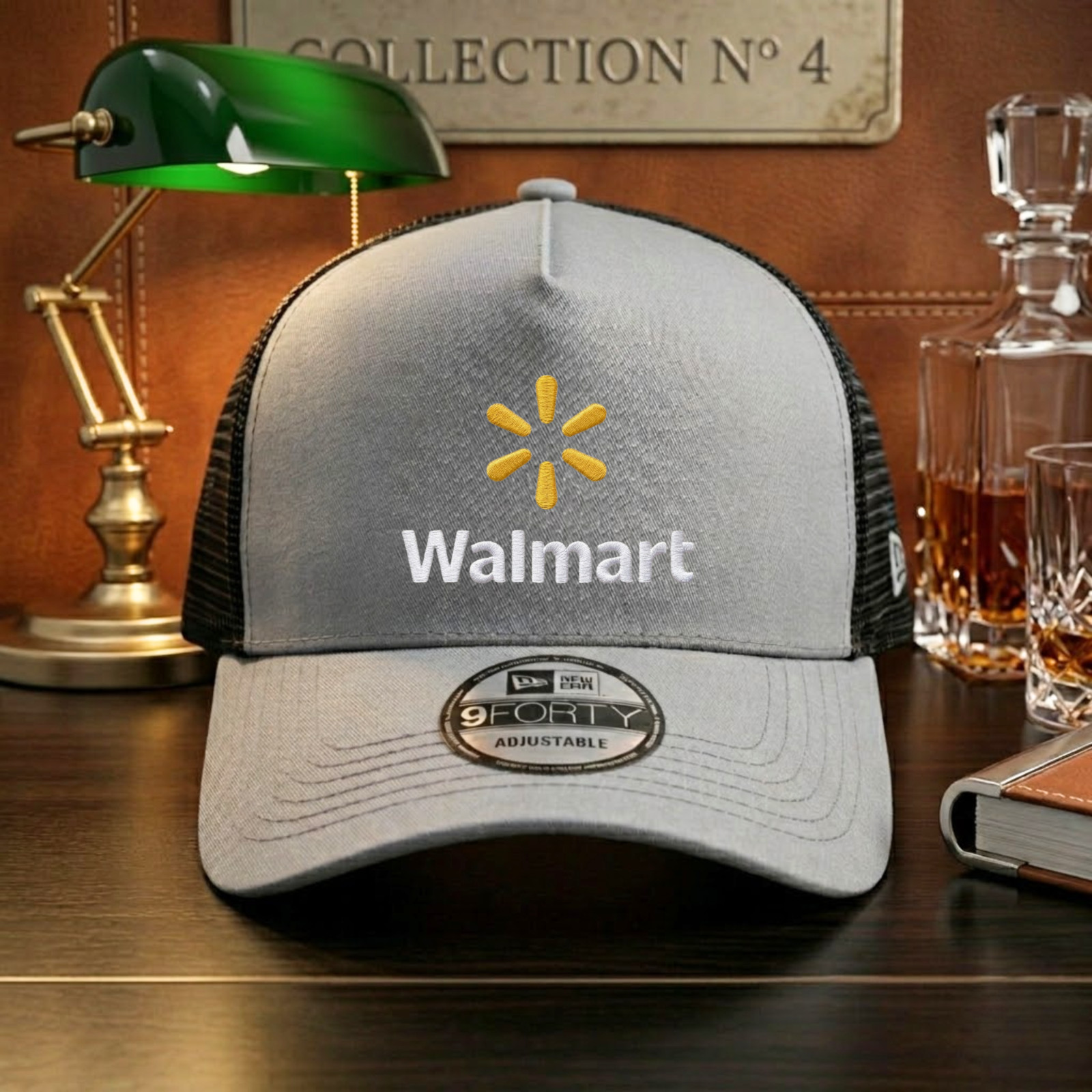 Walmart Embroidered Logo Trucker Hat Gray Black Mesh Back Adjustable Cap