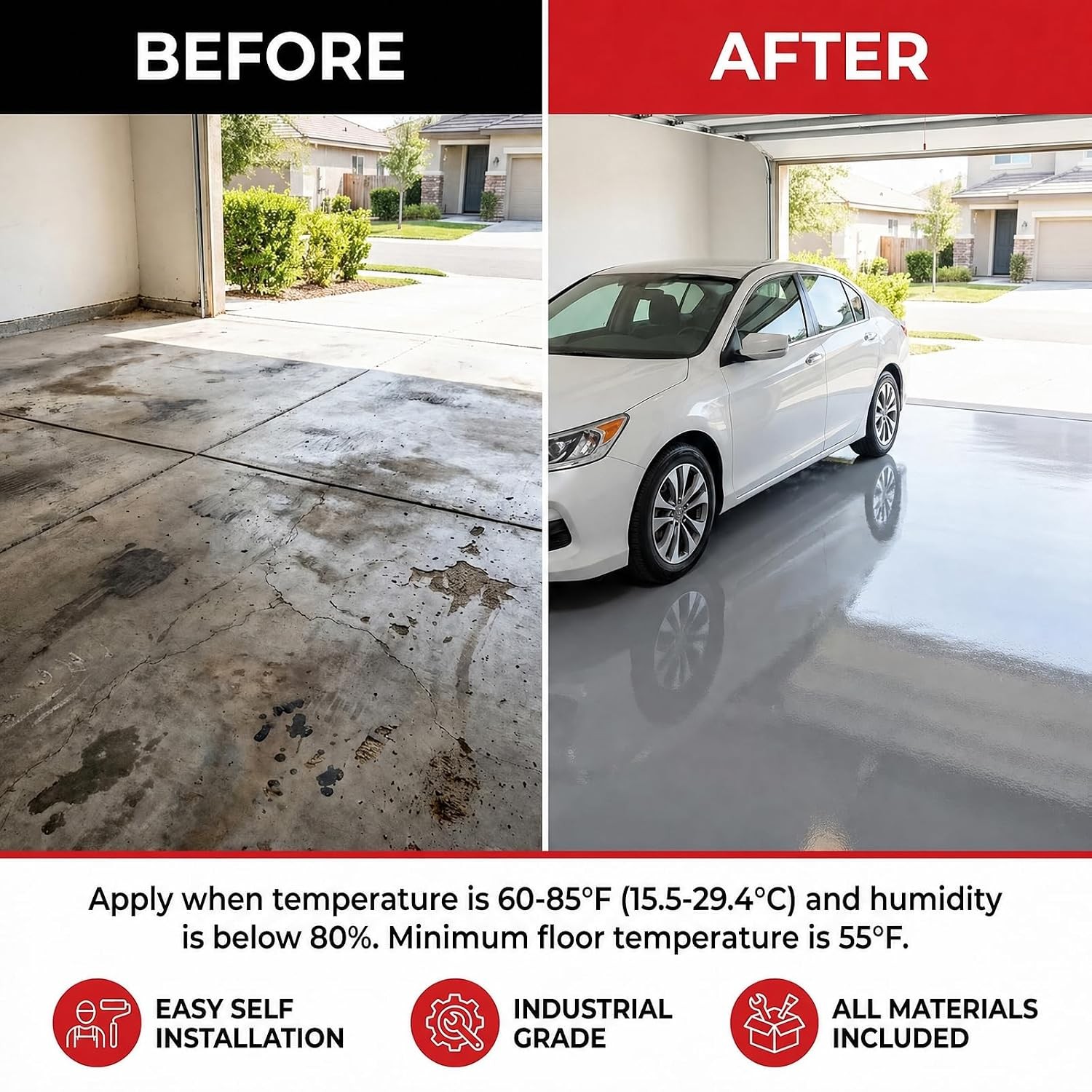 Garage Floor Epoxy Kit, 2K Epoxy Floor Paint with Tools, Epoxy Coating for Concr