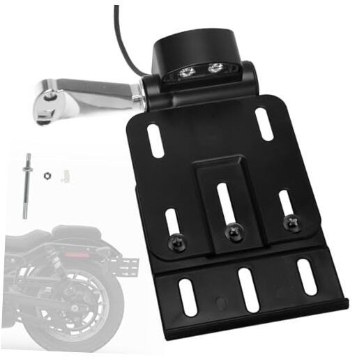 Motorcycle Rear Side License Plate Bracket Holder with LED Light Style A-Chrome
