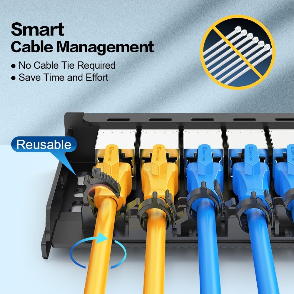 6 Port Patch Panel 0.5U CAT7 Keystone Desk Mount Home Ethernet Termination Box