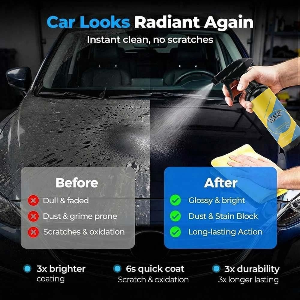 2PCS Nano Quick Coat Restore Coating Spray, 2026 Advanced Nano Quick Effect Coat
