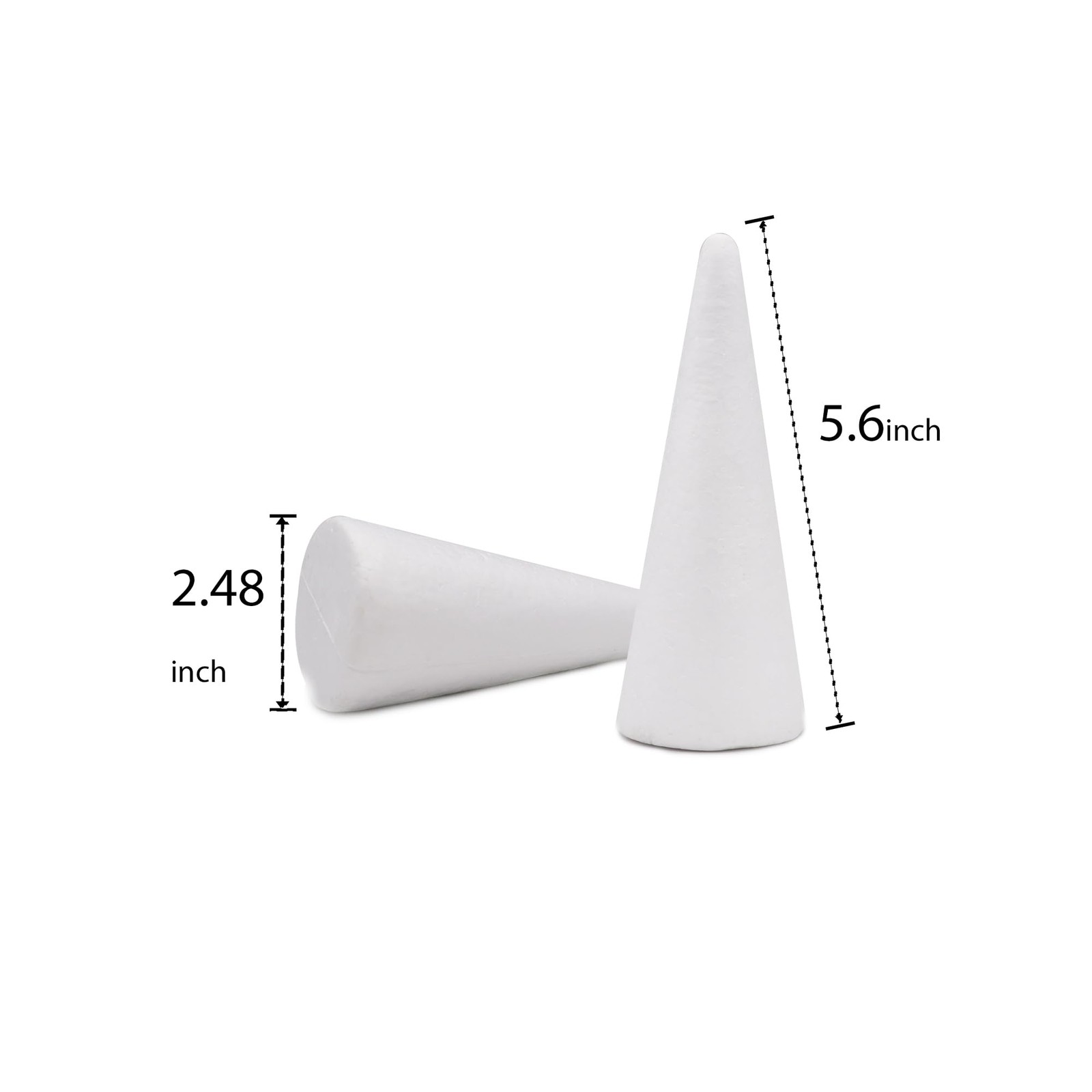10 Pack Foam Cones For Crafts Polystyrene 2.48x5.6 Inch Christmas Tree DIY