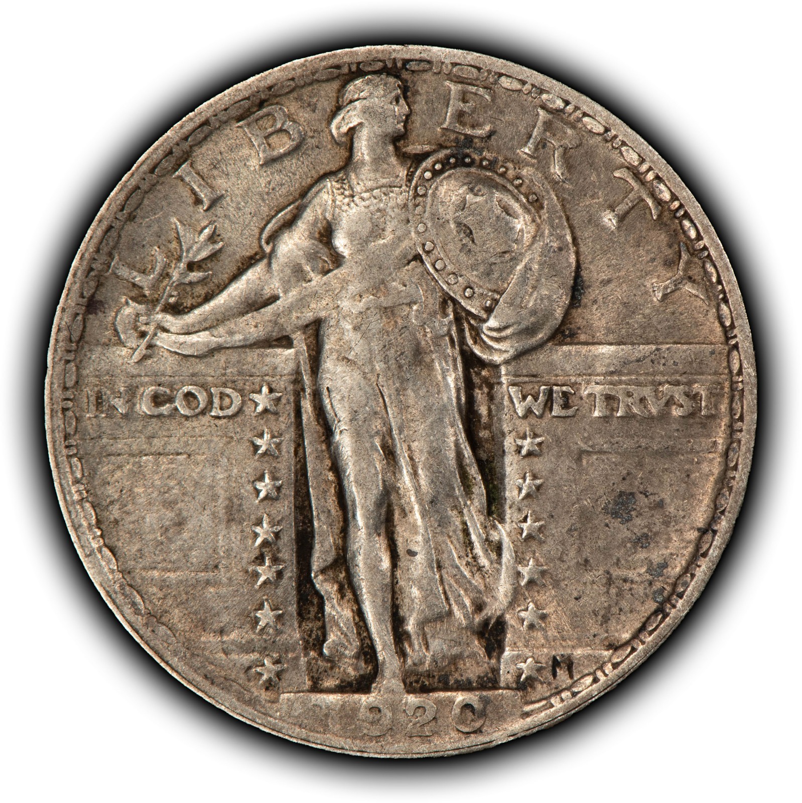 1920 25c Standing Liberty Silver Quarter - Original AU+ - SKU-Y6402