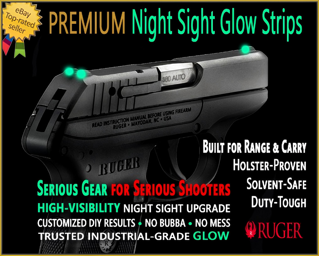 RUGER Night Sights Upgrade | DIY PREMIUM GL🟢W | LC380 LC9s LCP II MAX9 EC9s LCR