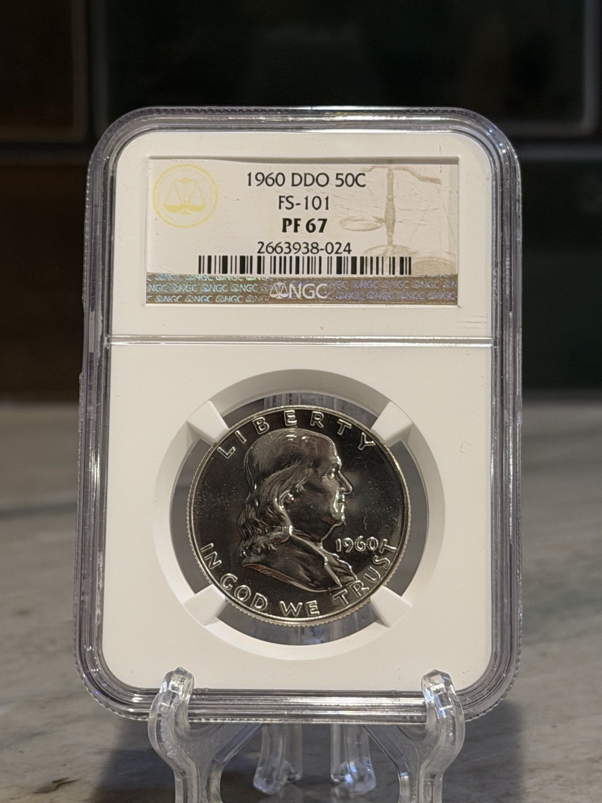 1960 DDO 50C FS-101 Proof Silver Franklin Half Dollar NGC Graded PF 67