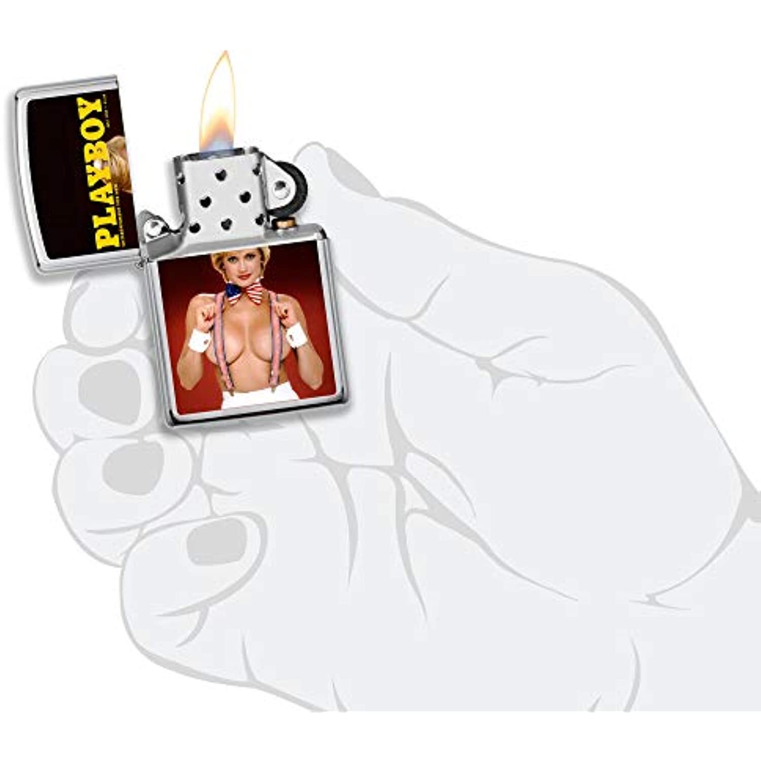 Zippo Playboy Cover July 1985 Pocket Lighter, High Polish Chrome, One Size