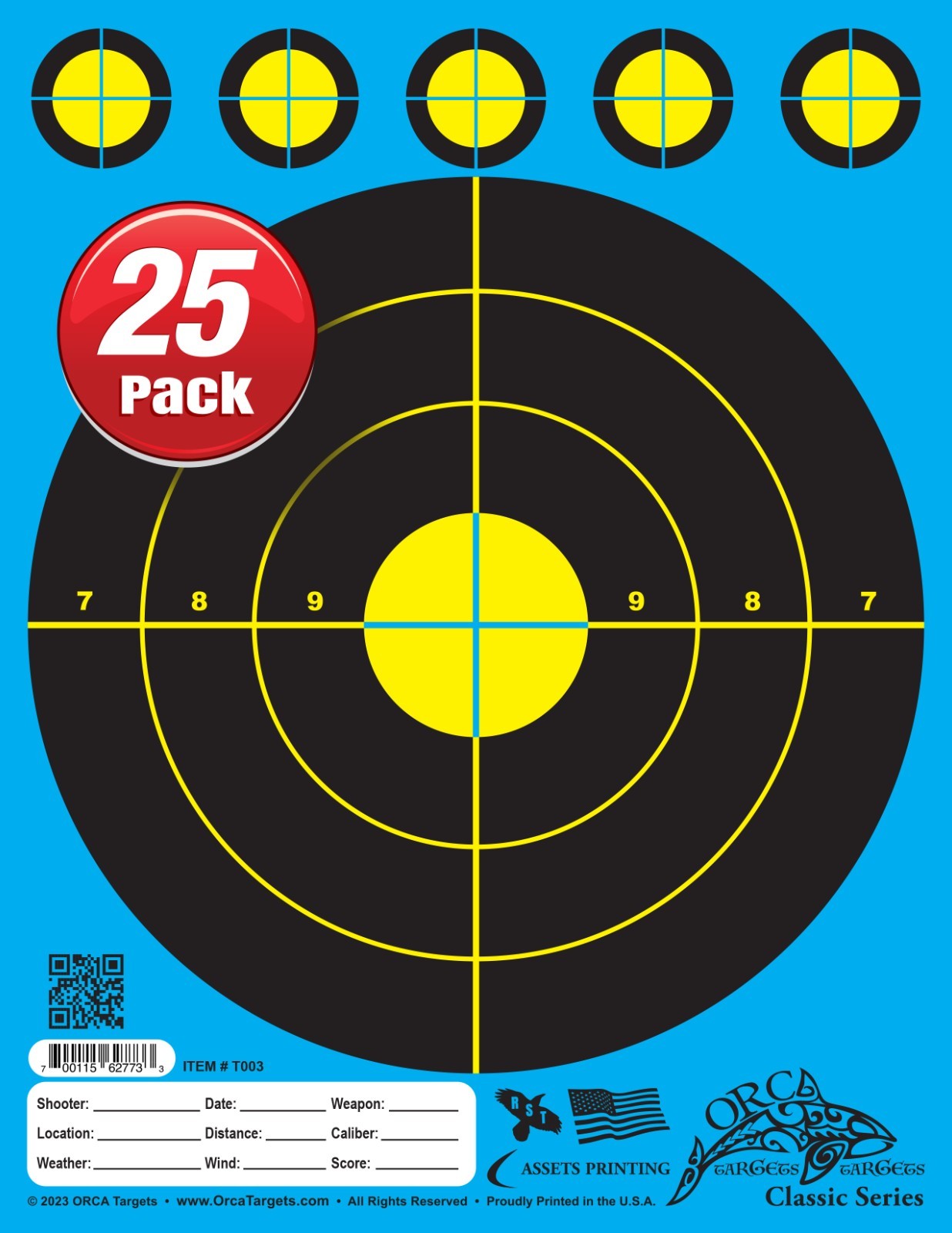 25 PACK: Range Shooting Pistol / Rifle TARGETS! FREE SHIPPING!! BLUE [D23]