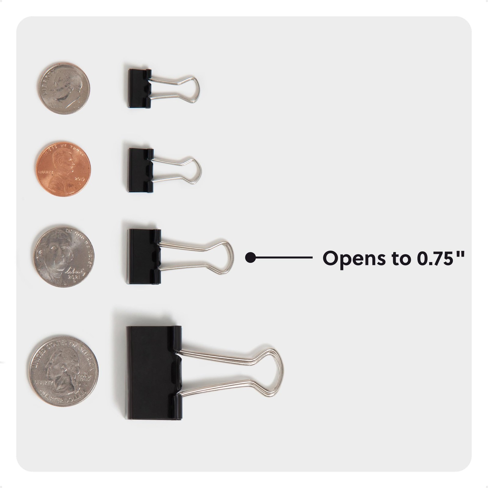 U Brands Small Binder Clips, 144-Count, 3/4 Inch, Mini Paper Small, Black