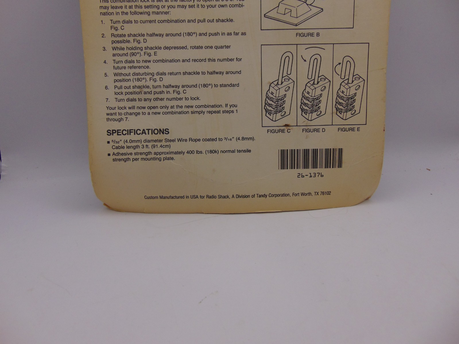 Vintage Tandy Computer Security lock System Radio Shack Pad Lock & Cable NOS