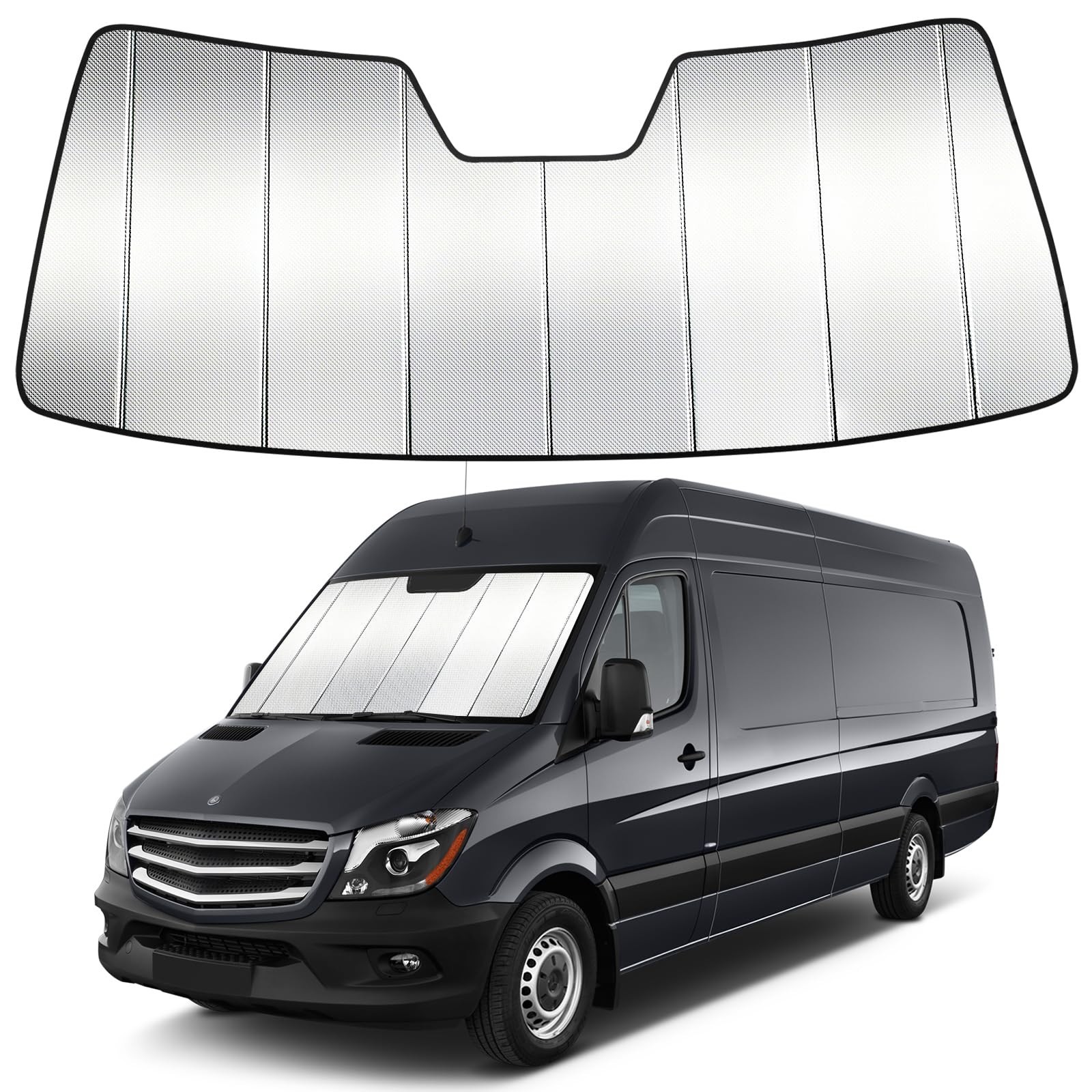 Windshield Sun Shade Custom Fit for Mercedes Sprinter 2019-2026, Accordion Fo...