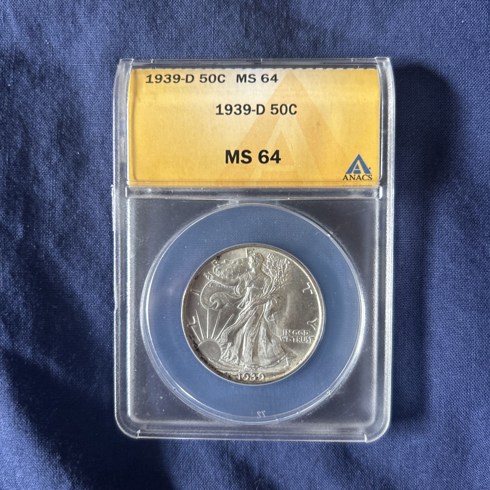 1939 D 50C ANACS MS64 -LIBERTY WALKING
