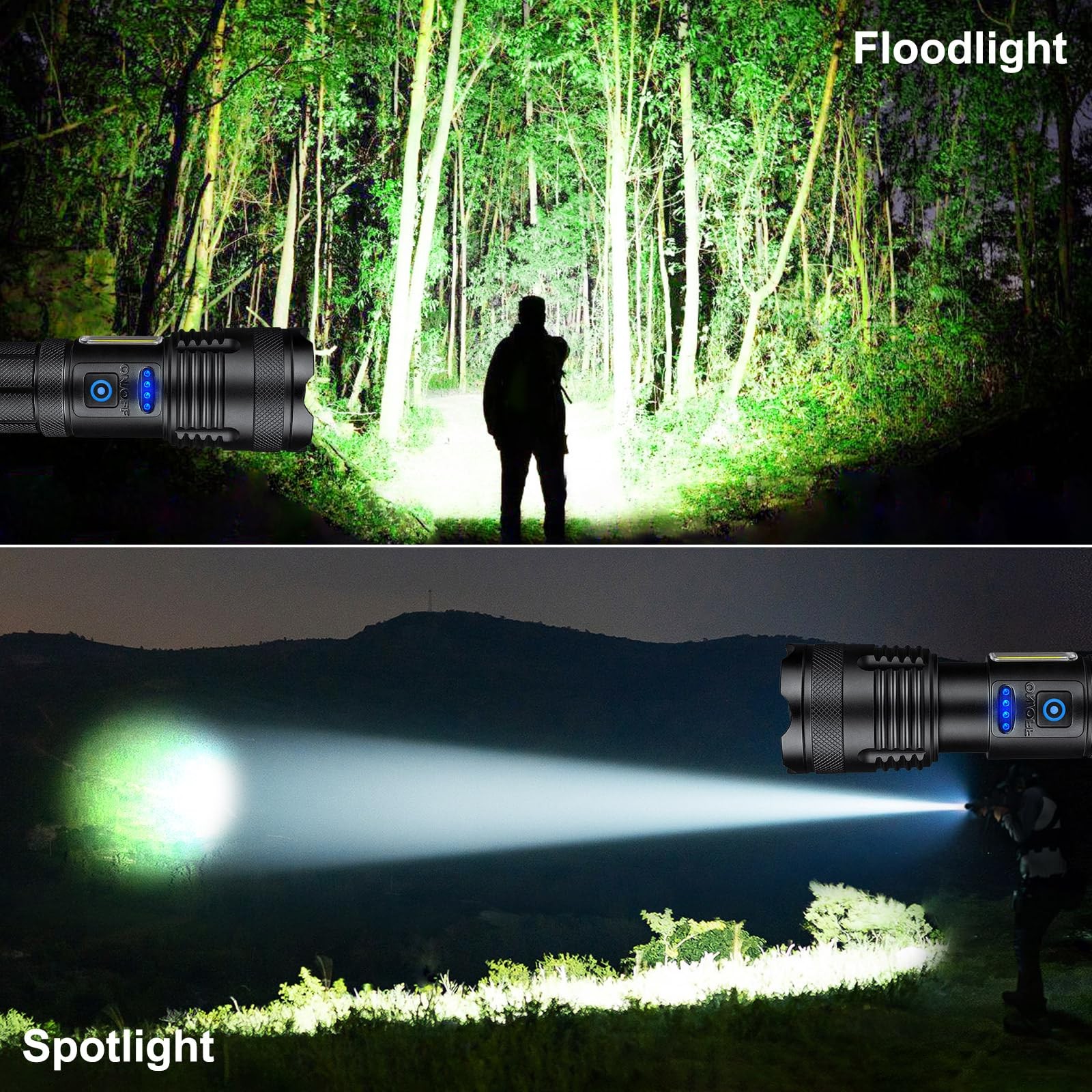 Flashlights 90,000 High Lumen - 2 Pack, Ultra Bright Rechargeable Flashlight ...