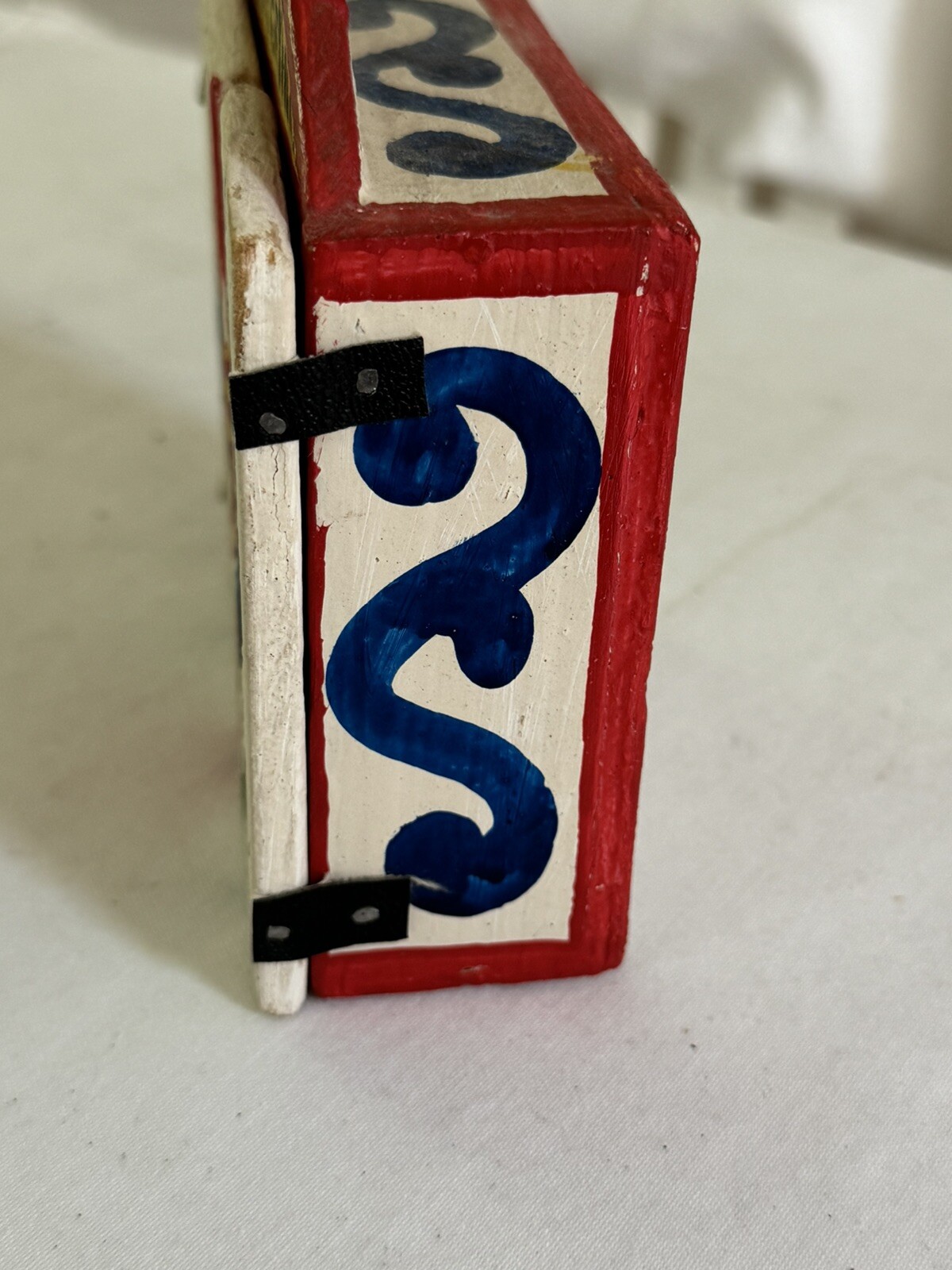 Vintage Peruvian Handpainted Folk And Wooden Retablo Shadow Box.