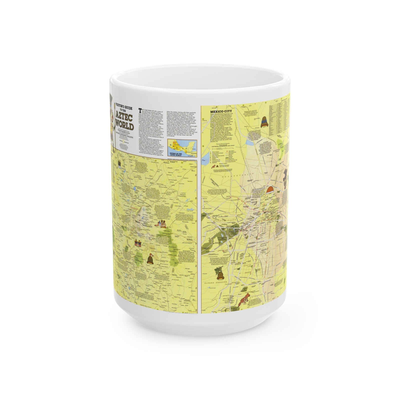 Central America - The Aztec World (1980) (Map) White Coffee Mug