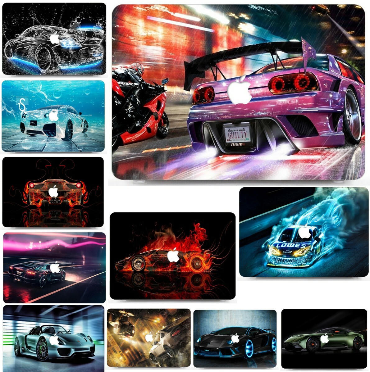 Cool Car Painted Hard Rubberized Case Cover For New Macbook Pro Air M2 M3 M4 M5