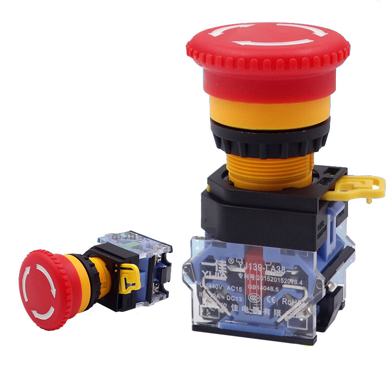 Emergency Stop Station Switch 22mm Push Button Switch 10A 440V 1NO 1NC Latching