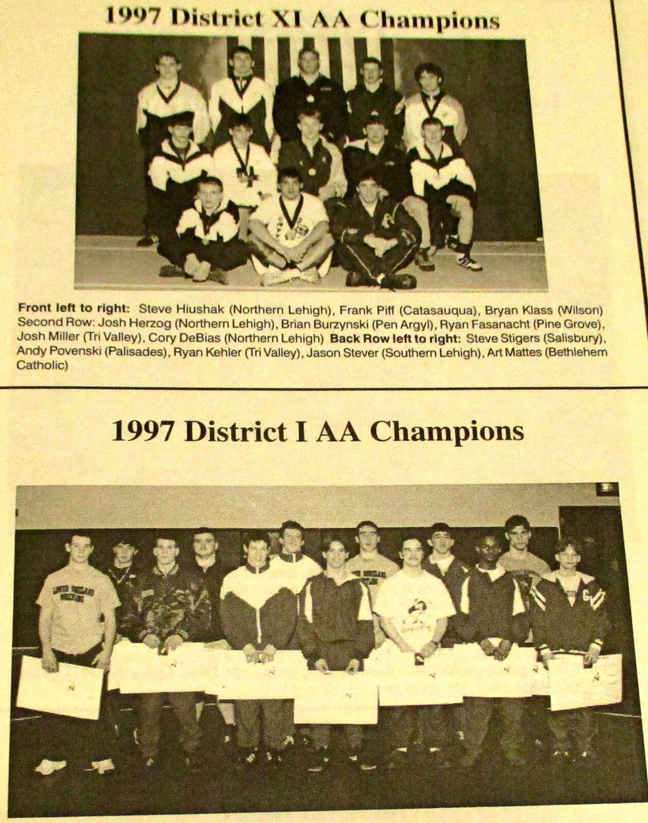 1998 PIAA District 11 Class AA & AAA Wrestling Championship Souvenir Program